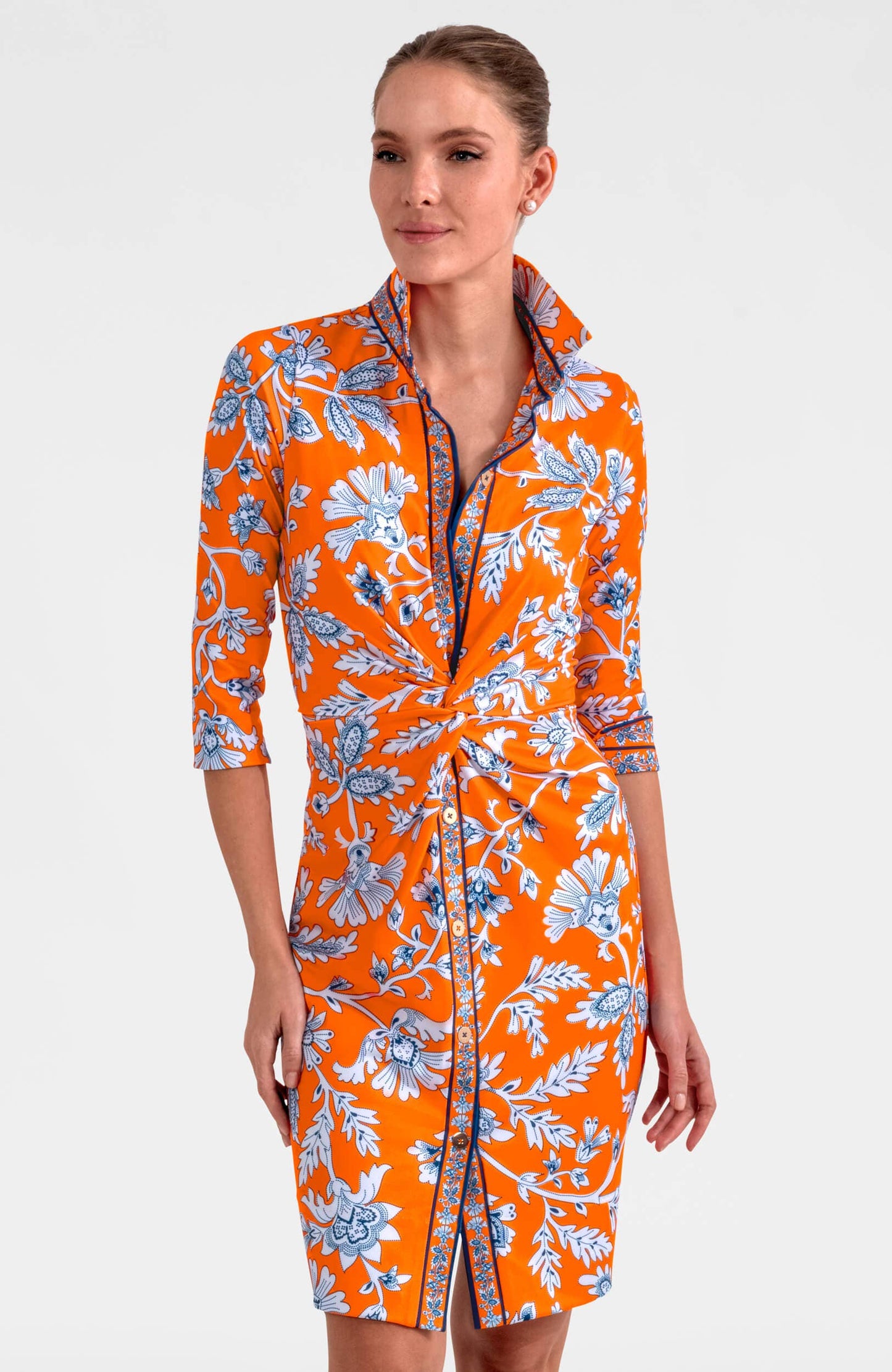 Twist & Shout Dress- Stunning Stippling: Orange / M