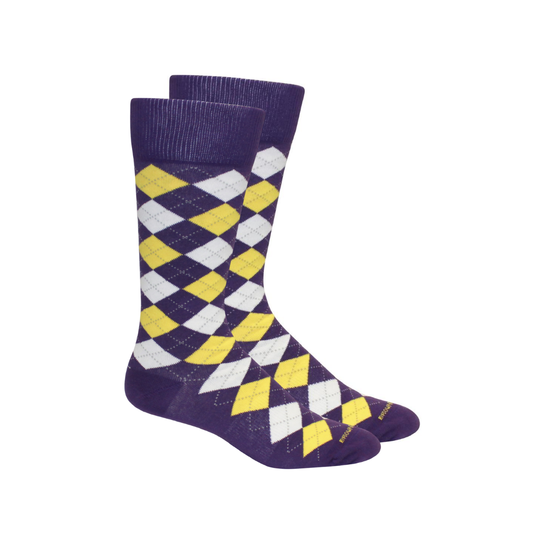 Argyle Socks: Purple-Orange