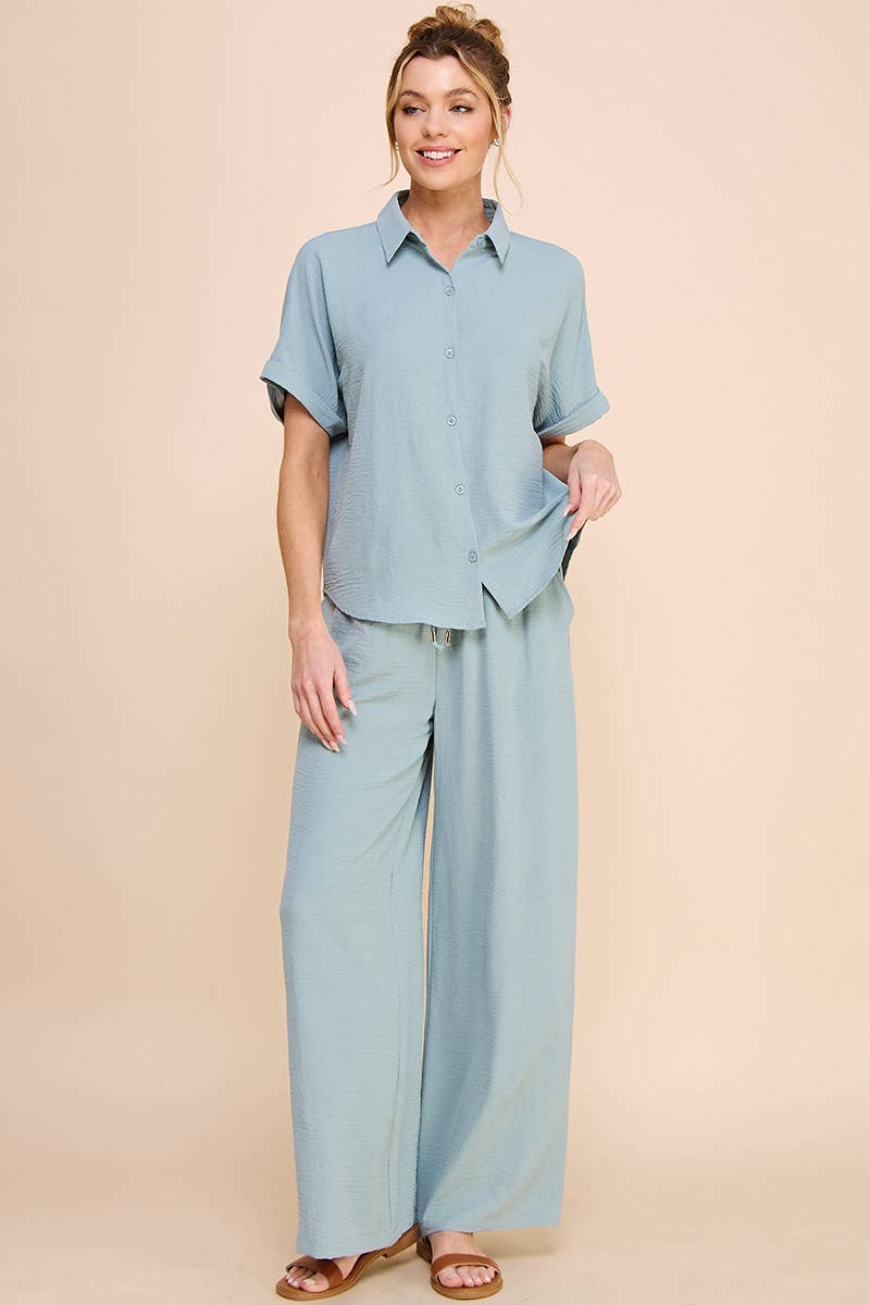 Airy Drawstring Pants: Latte / S