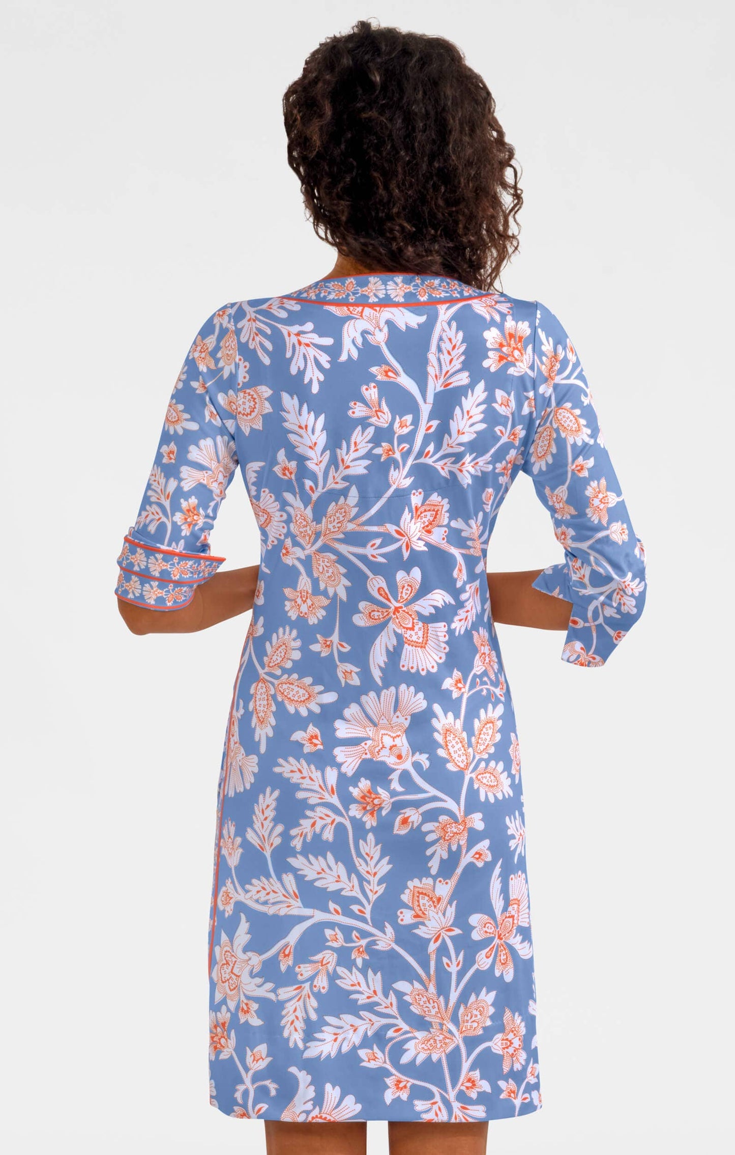 Split Neck Dress - Stunning Stippling: Navy / S