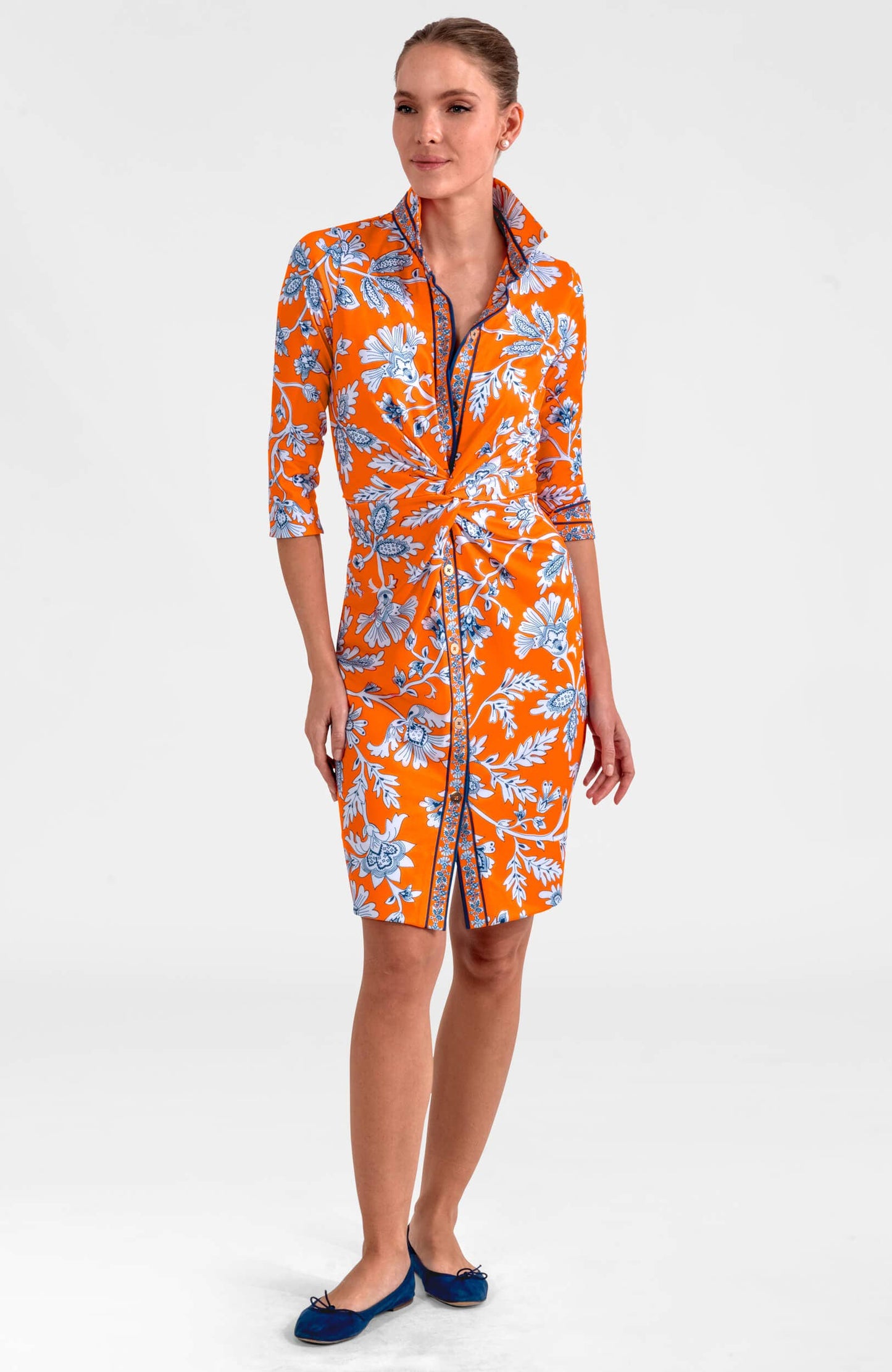 Twist & Shout Dress- Stunning Stippling: Orange / XS