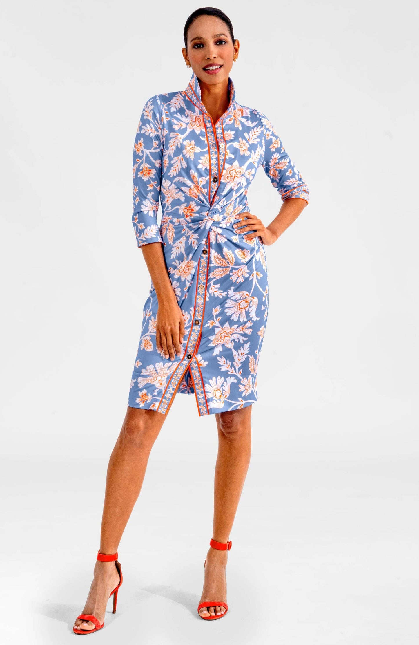 Twist & Shout Dress- Stunning Stippling: Orange / M