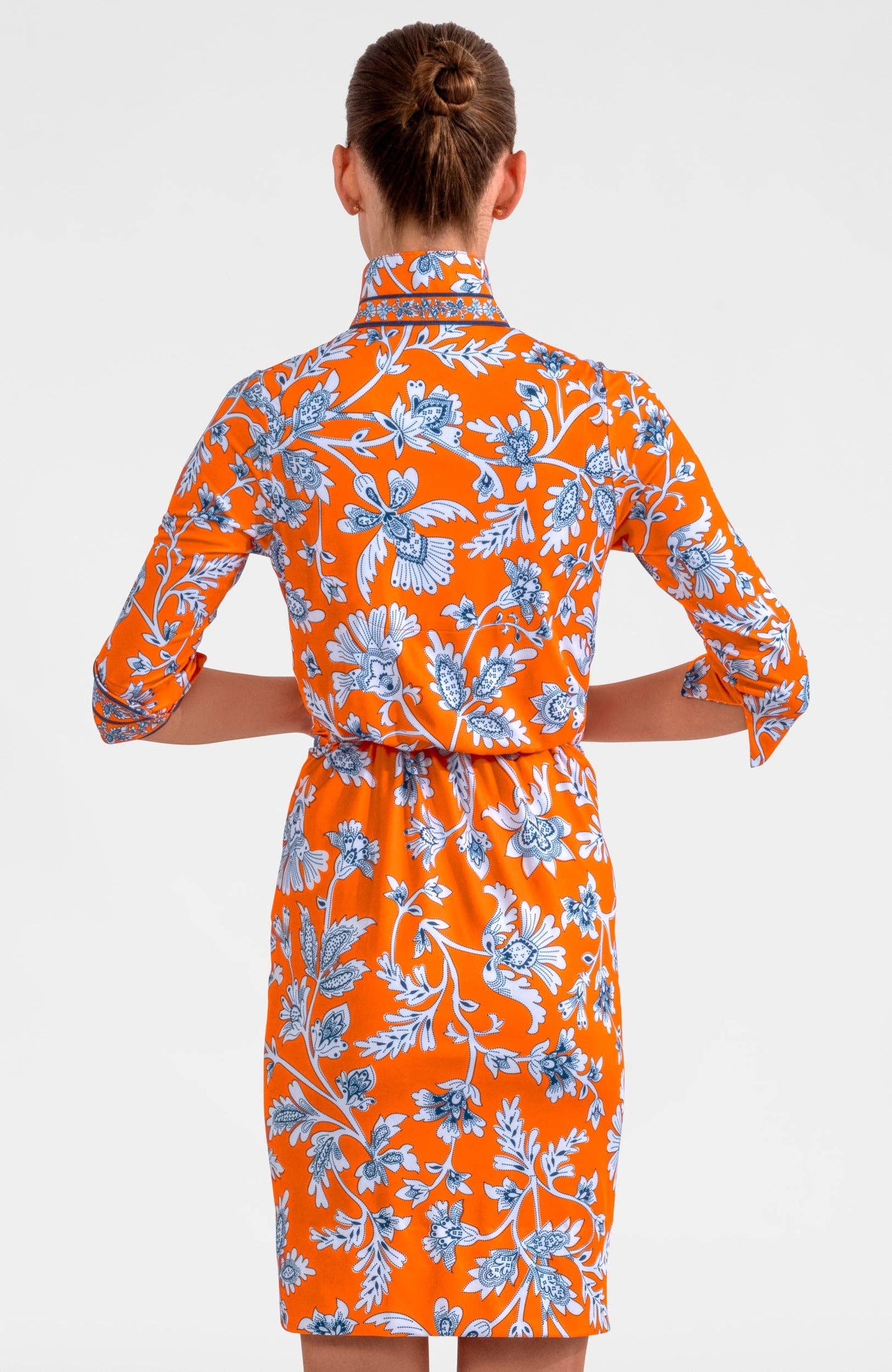 Twist & Shout Dress- Stunning Stippling: Orange / M
