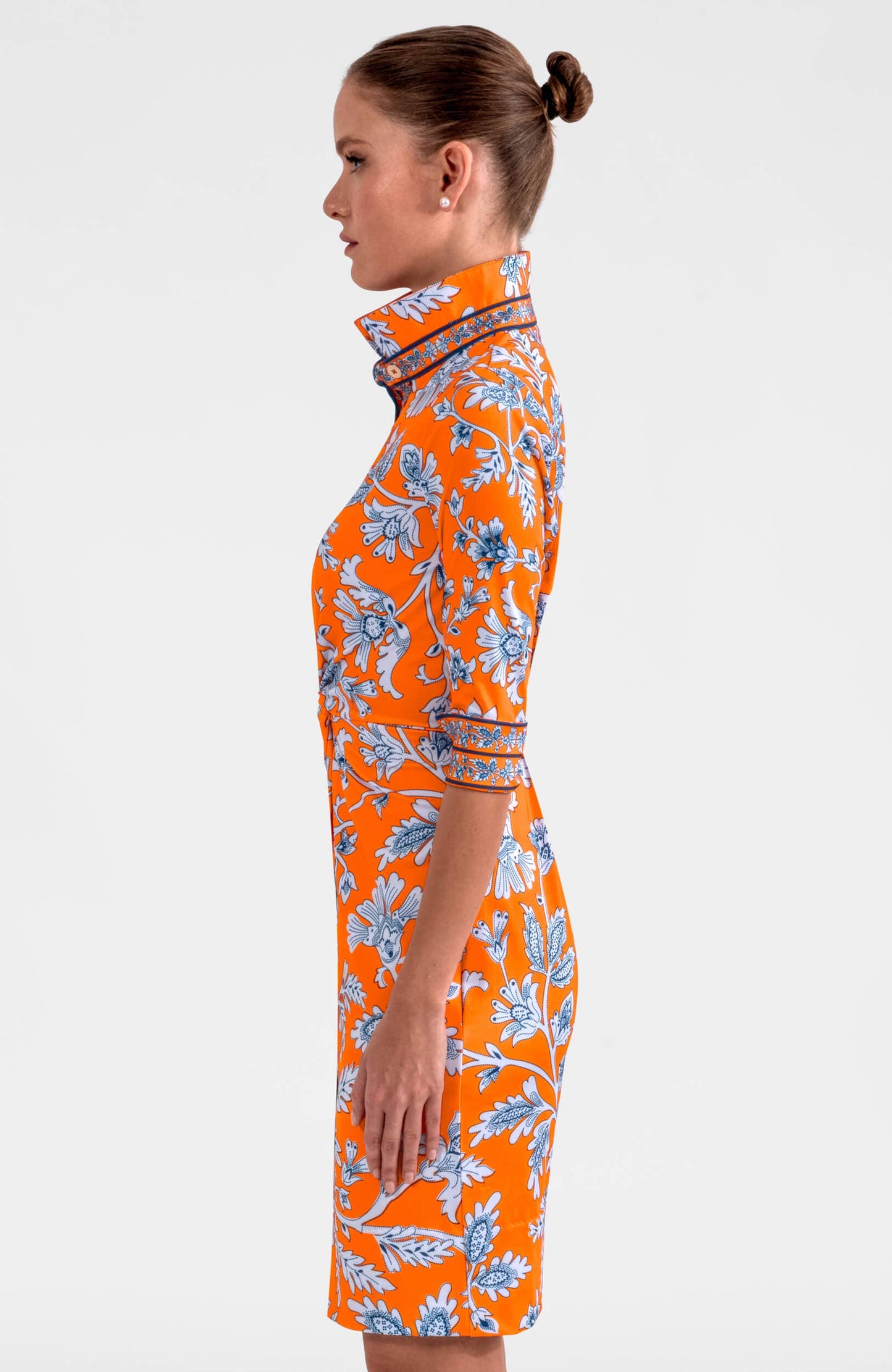 Twist & Shout Dress- Stunning Stippling: Orange / M