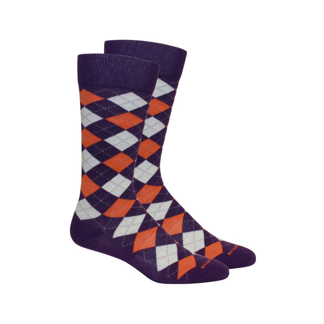 Argyle Socks: Purple-Orange