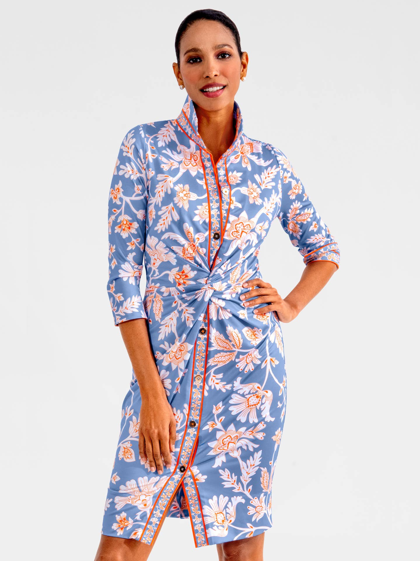 Twist & Shout Dress- Stunning Stippling: Orange / M