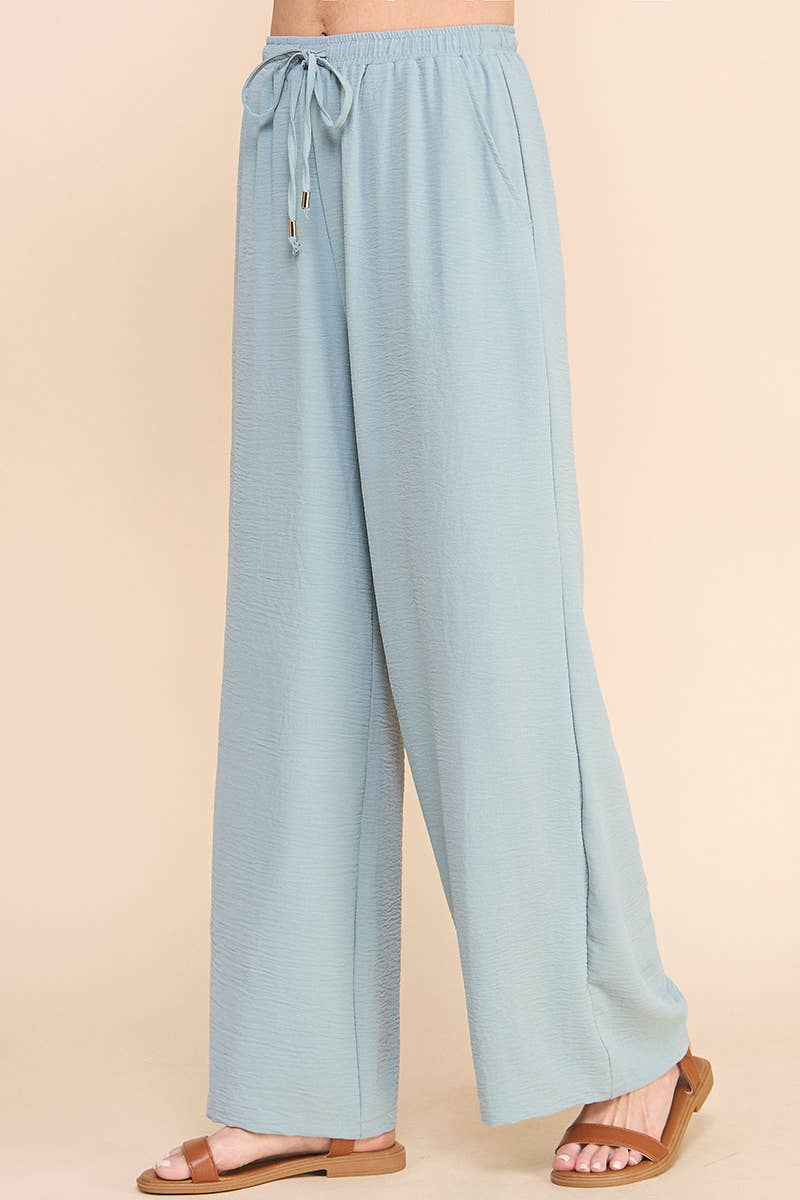 Airy Drawstring Pants: Latte / S