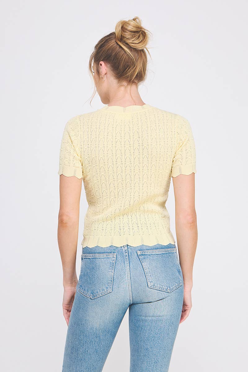 Pointelle Knit Top : Off White / S