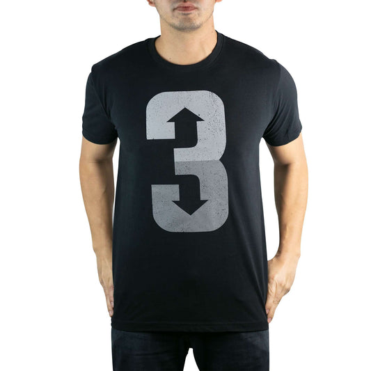 3 Up 3 Down (Black) - Men's Tee: Small