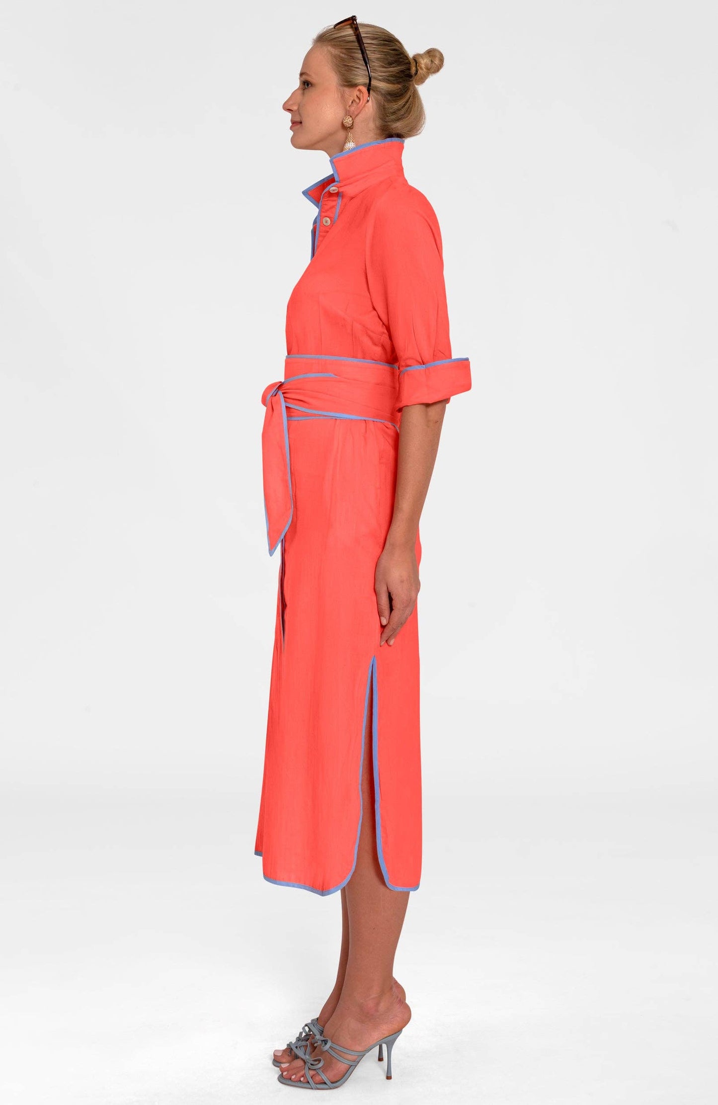 Shirt Tails Long Dress: Navy / S