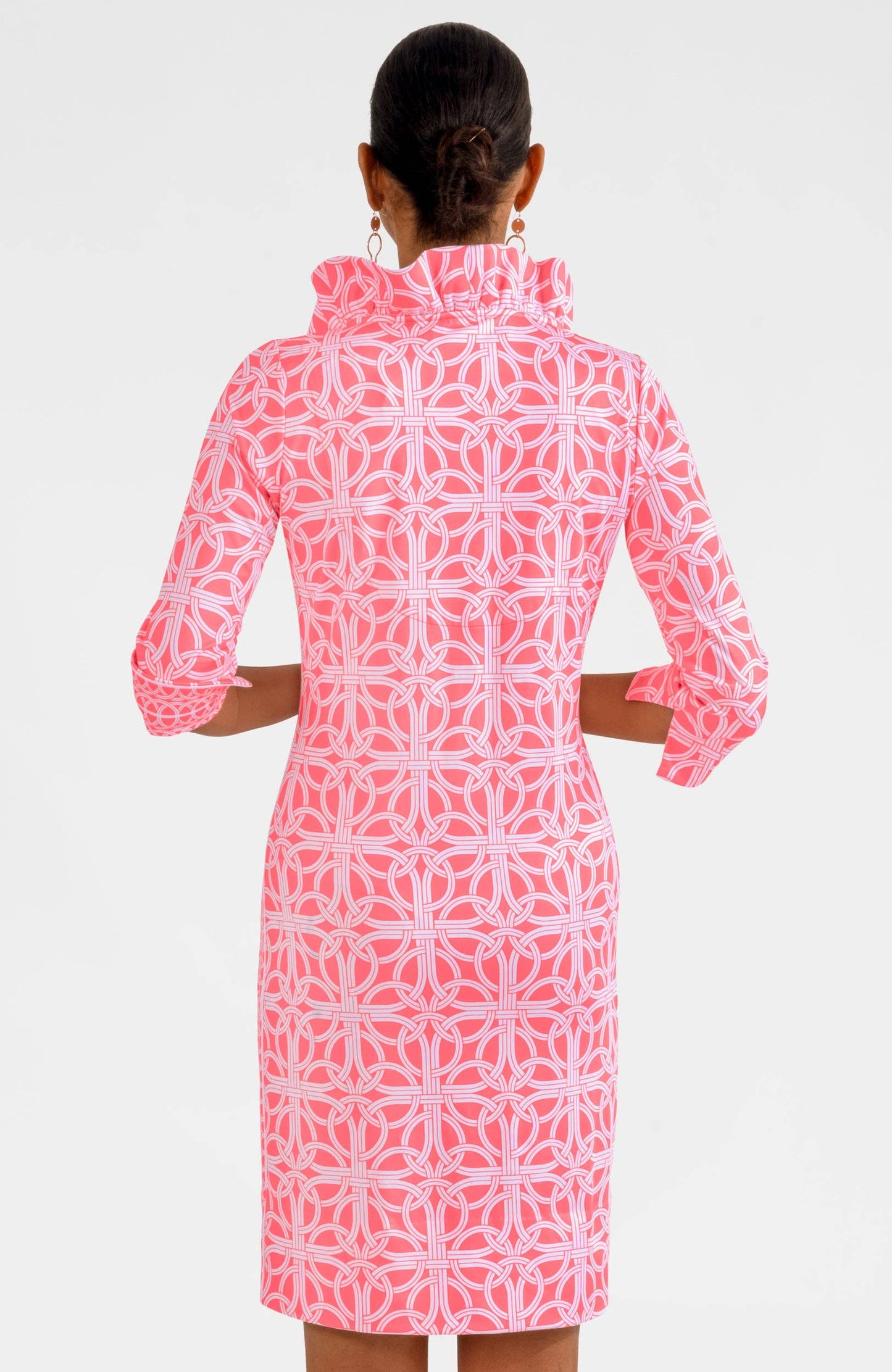 Jersey Ruffneck Dress - Ring Toss: Navy / M