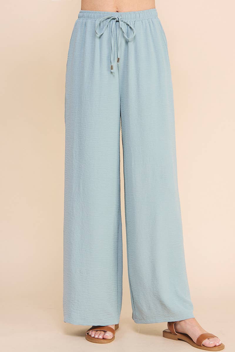 Airy Drawstring Pants: Latte / S