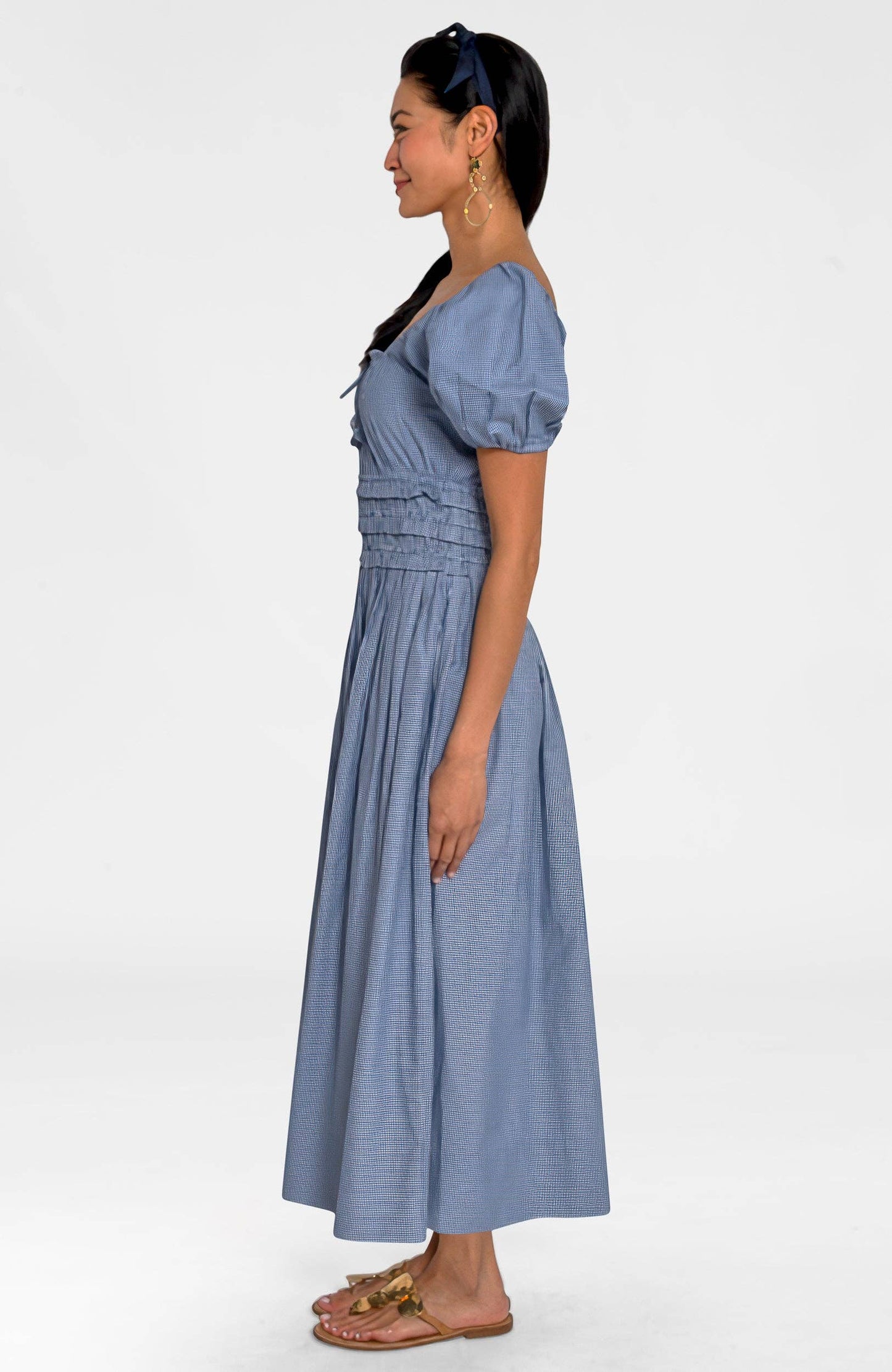 The Julie Dress - Gingham: Navy / M