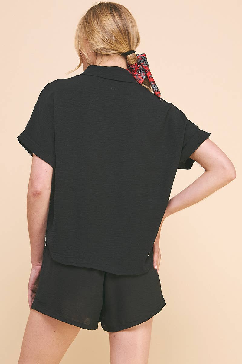 Airy Rolled Cuff Short Sleeve Dolman: Oat / M