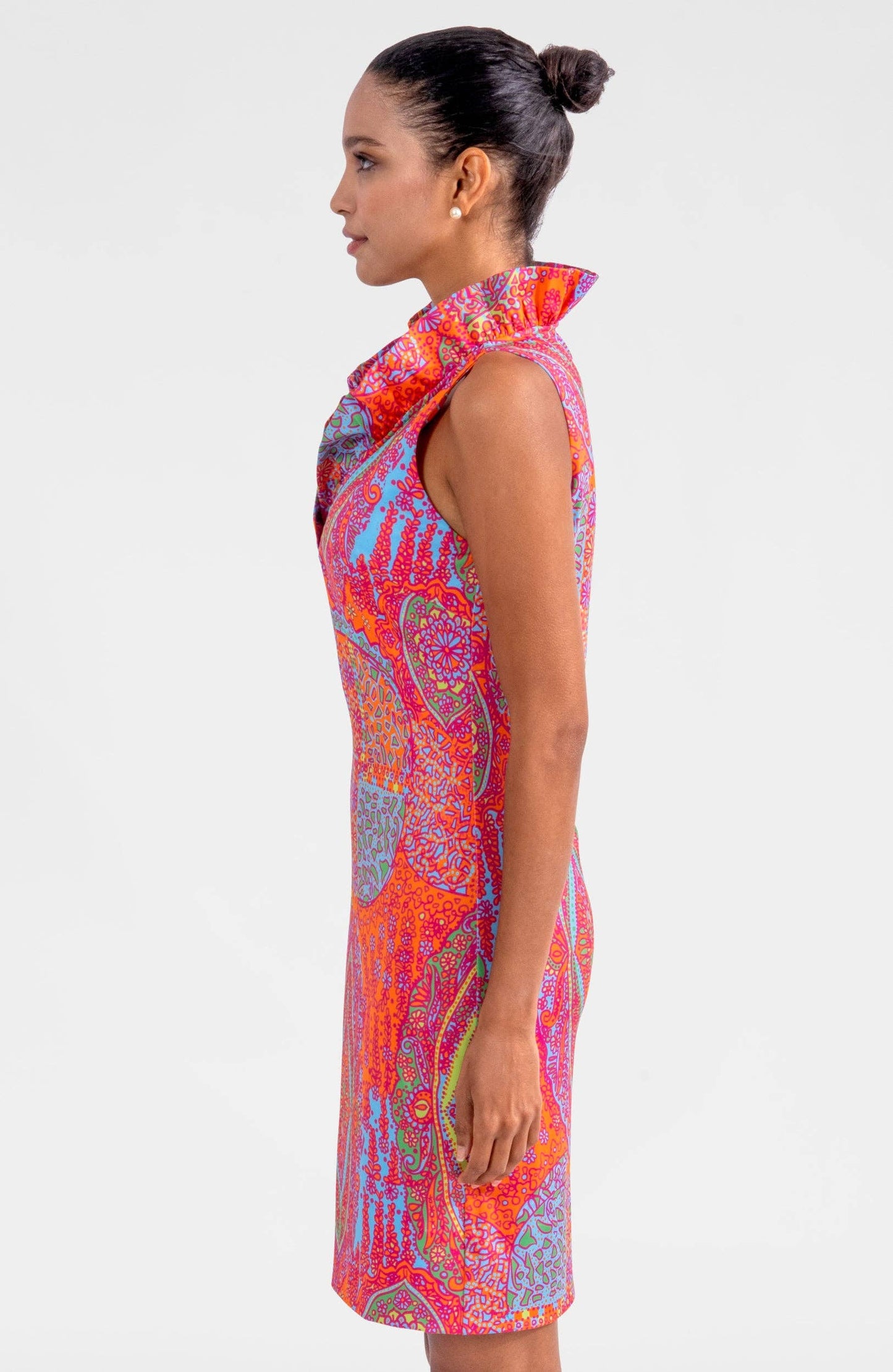 Sleeveless Ruffleneck Dress - Grand Bazaar: Pink / XS