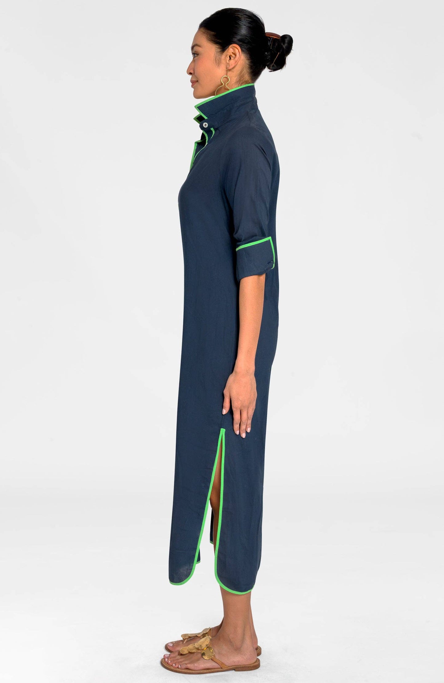 Shirt Tails Long Dress: Navy / S