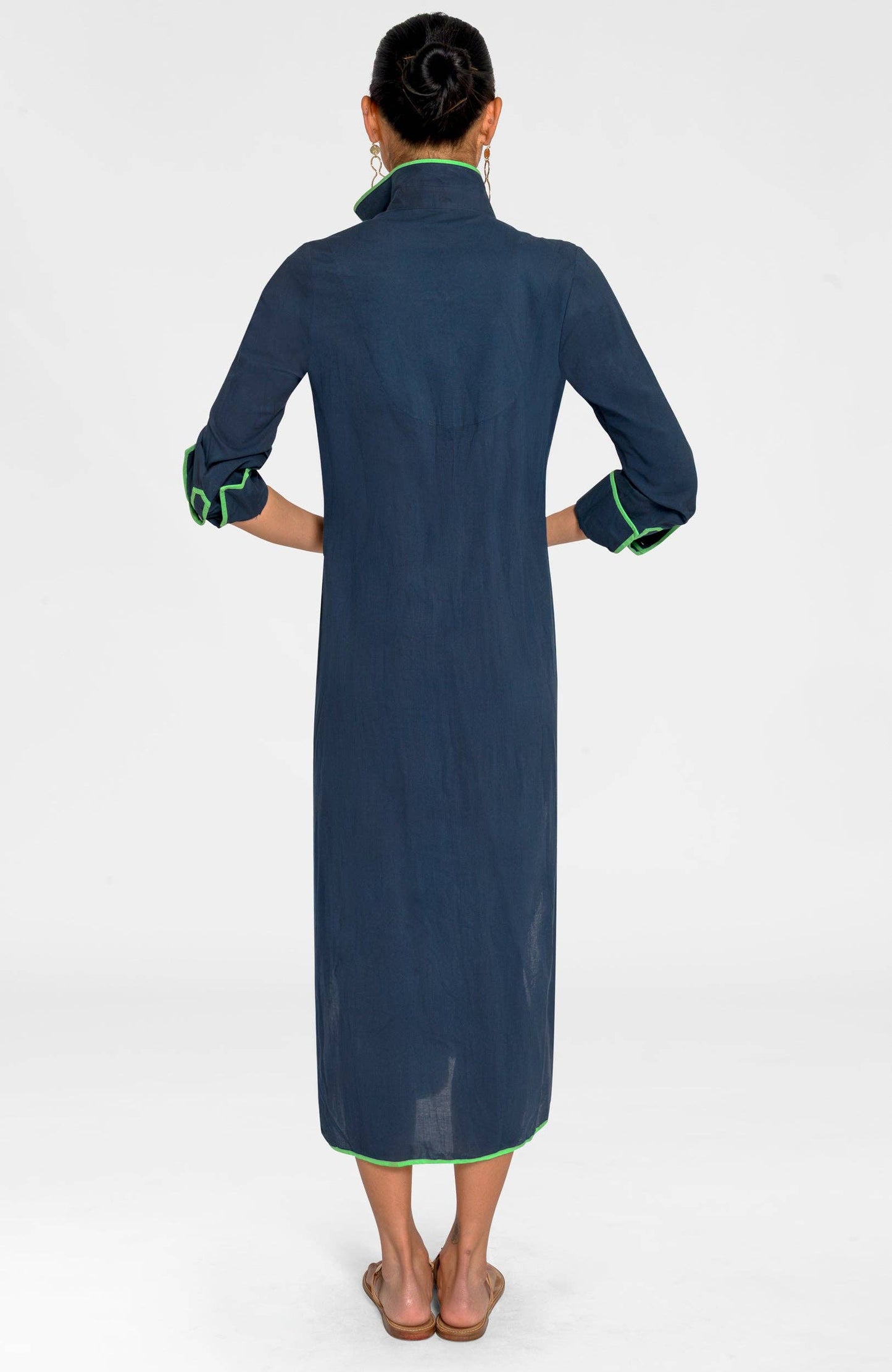 Shirt Tails Long Dress: Navy / S