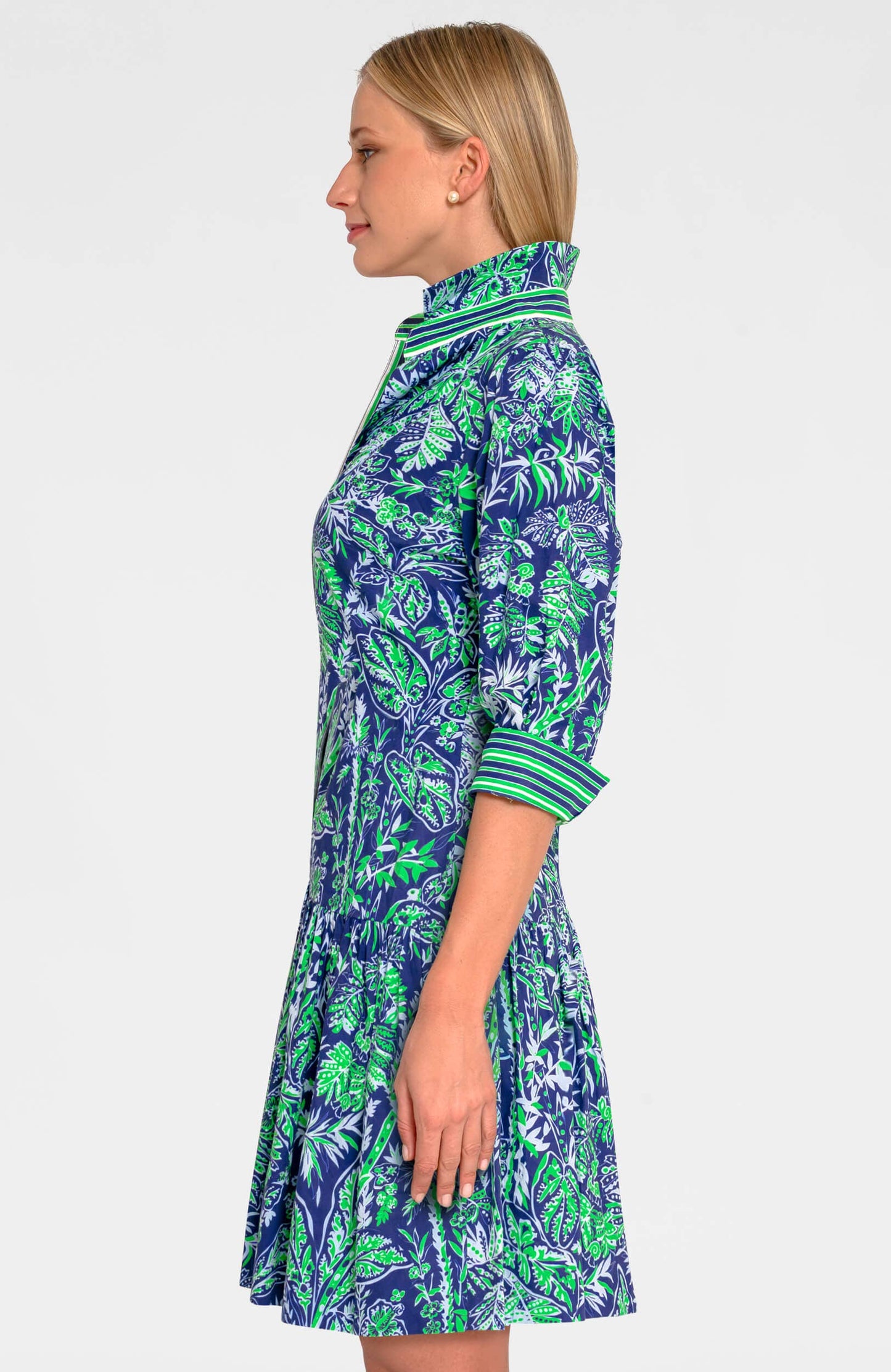 So Sweet Dress - Vintage Vines: Navy/Kelly / L