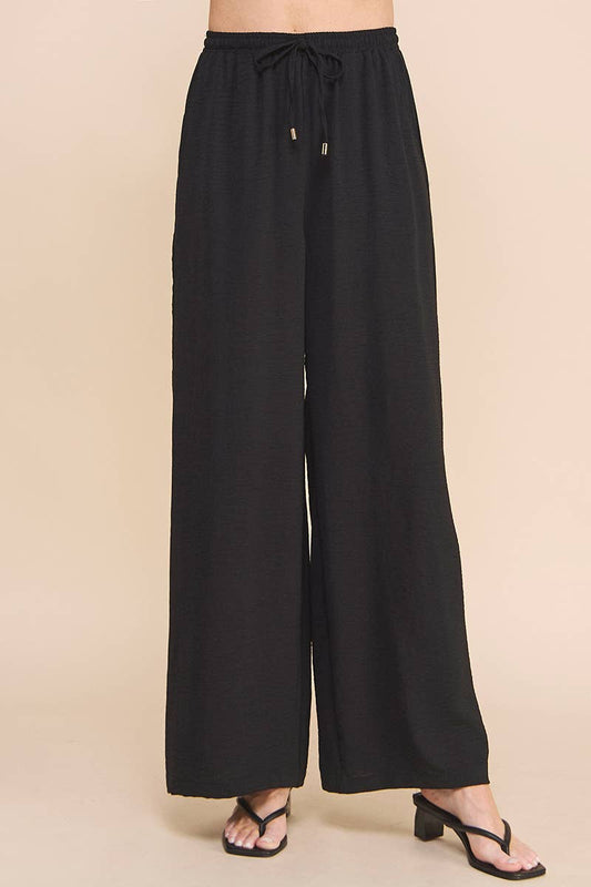Airy Drawstring Pants: Latte / M