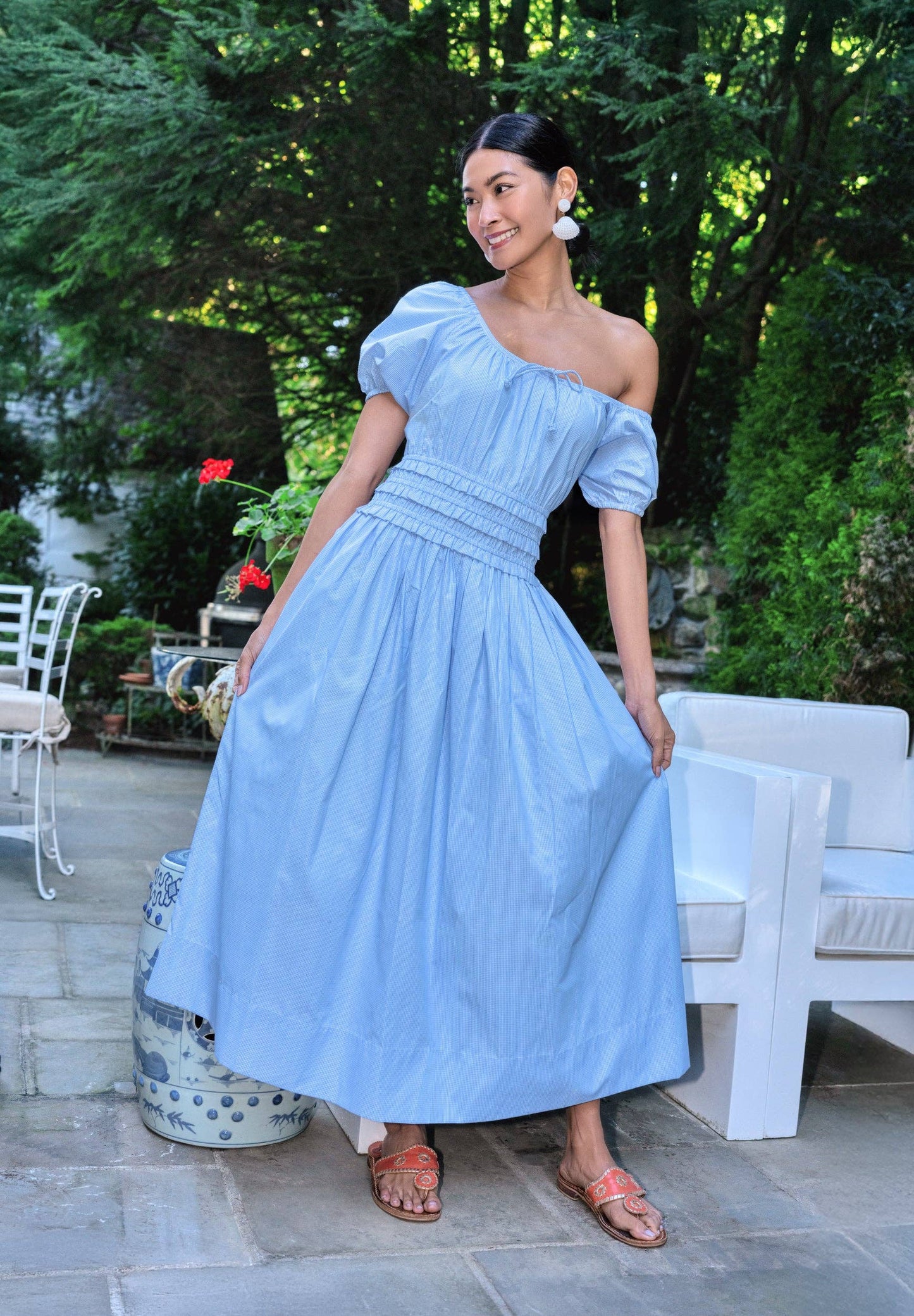 The Julie Dress - Gingham: Navy / M