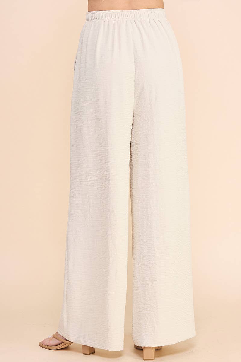 Airy Drawstring Pants: Latte / M