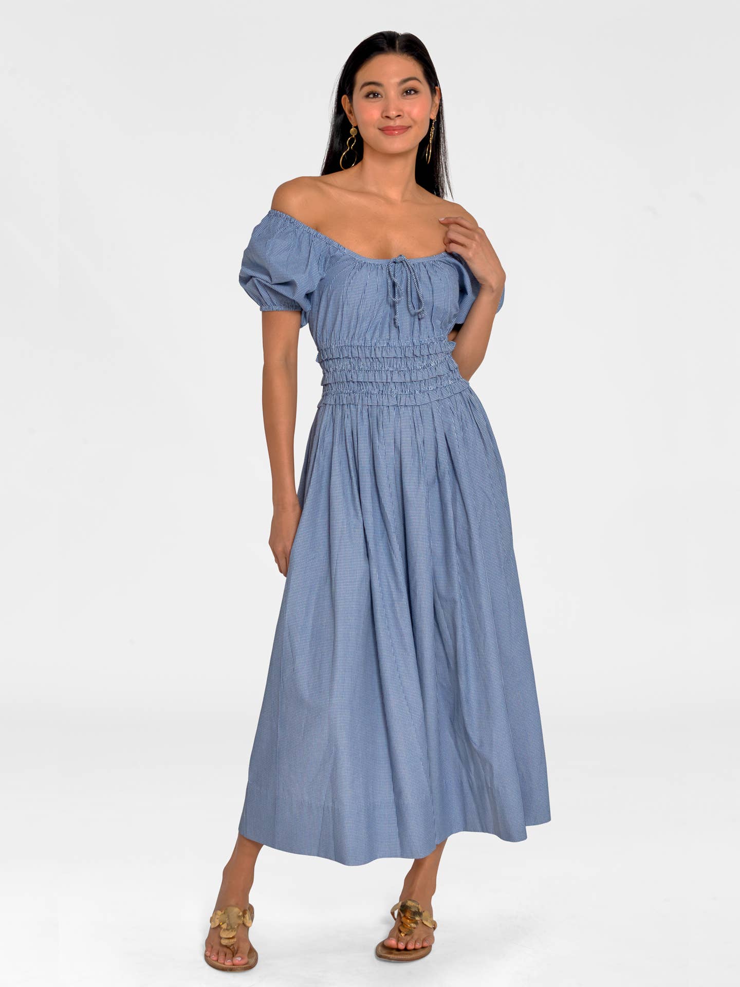 The Julie Dress - Gingham: Navy / M