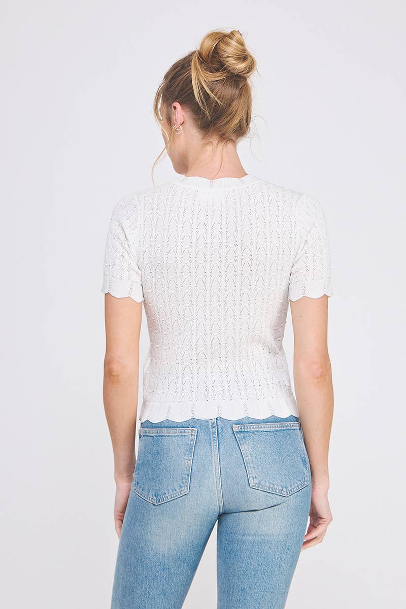 Pointelle Knit Top : Off White / S