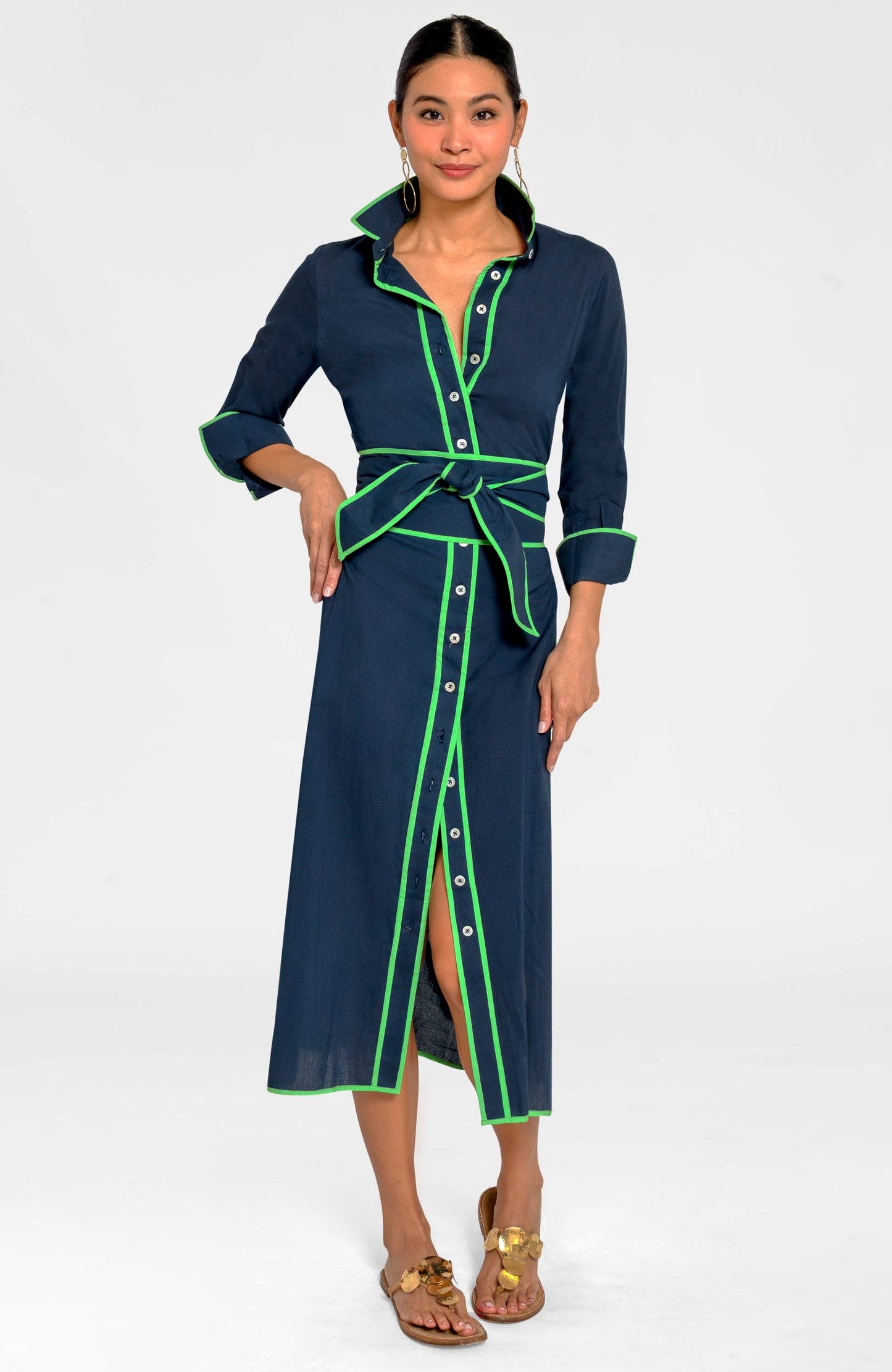 Shirt Tails Long Dress: Navy / S