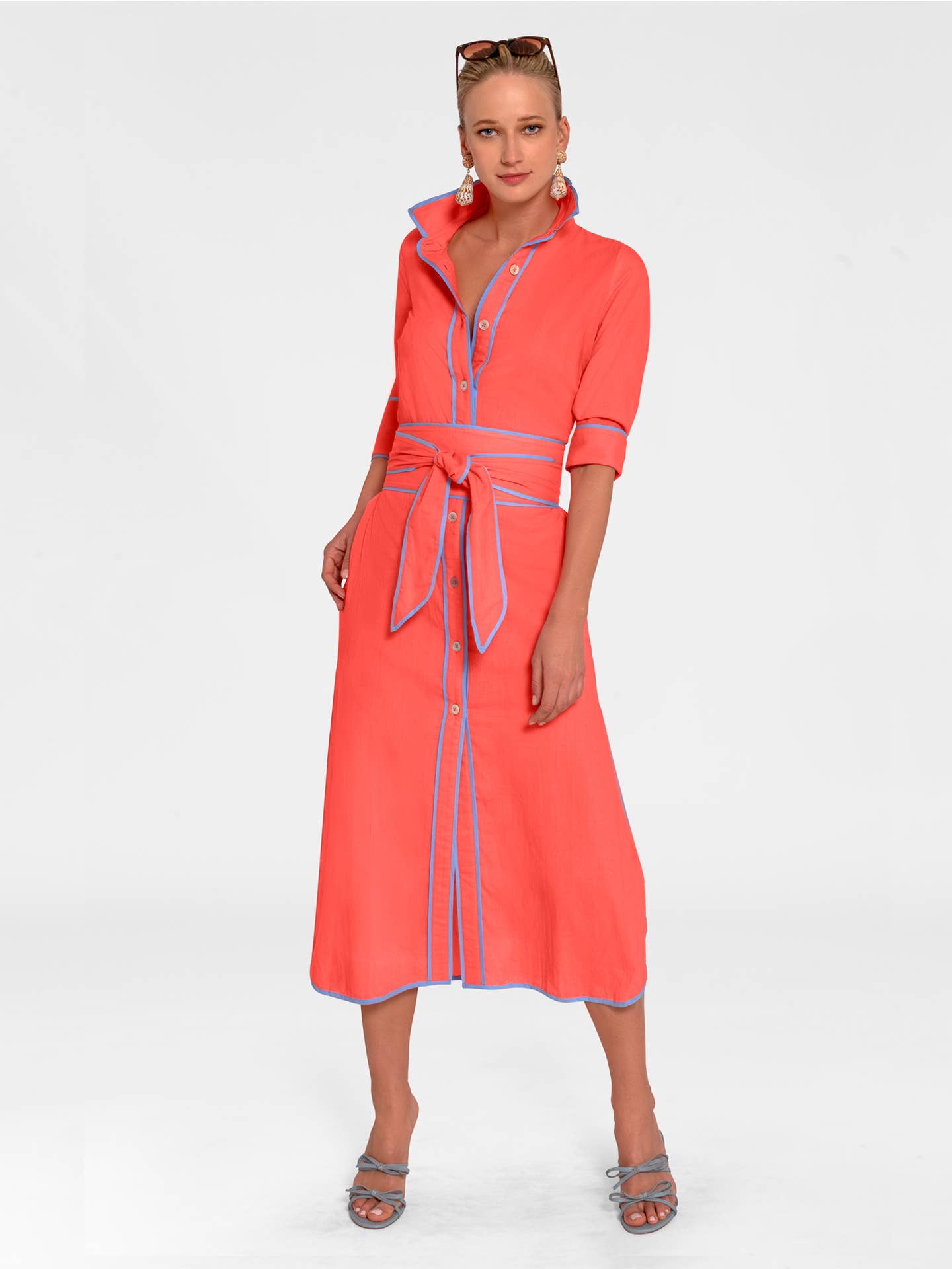 Shirt Tails Long Dress: Navy / S