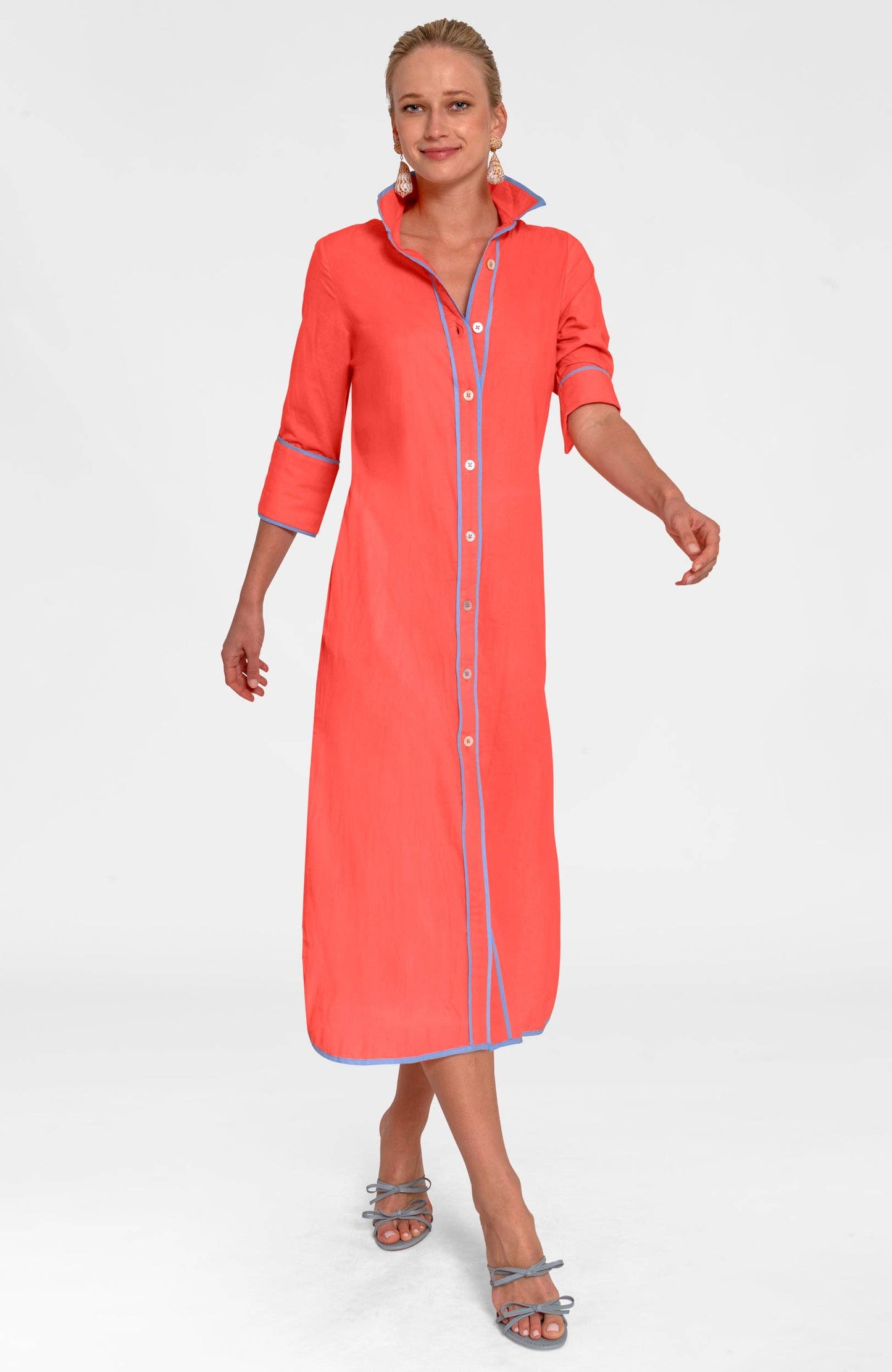 Shirt Tails Long Dress: Navy / S