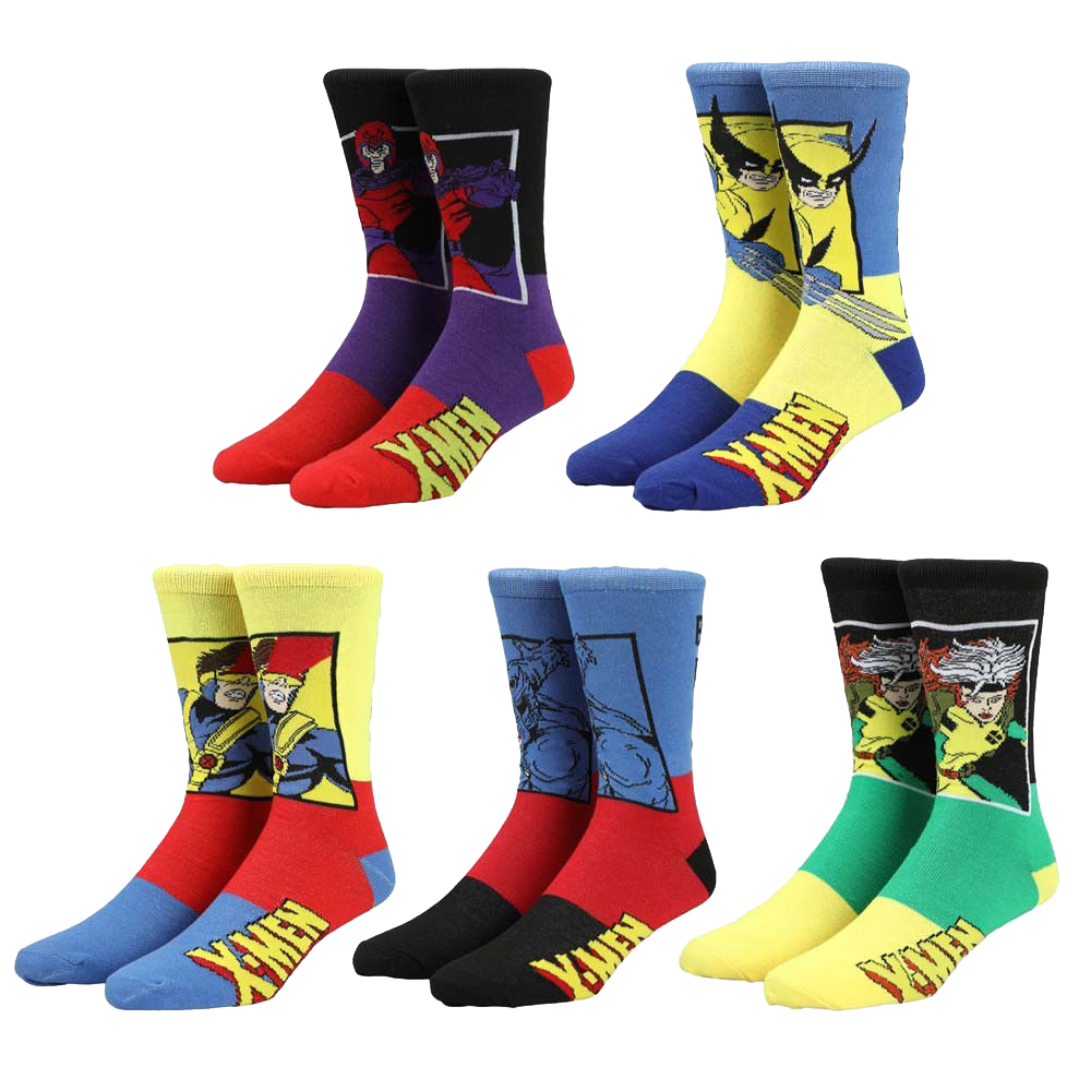 Marvel X-Men Colorblock 5 Pair Crew Socks - Clemson Sock Shop