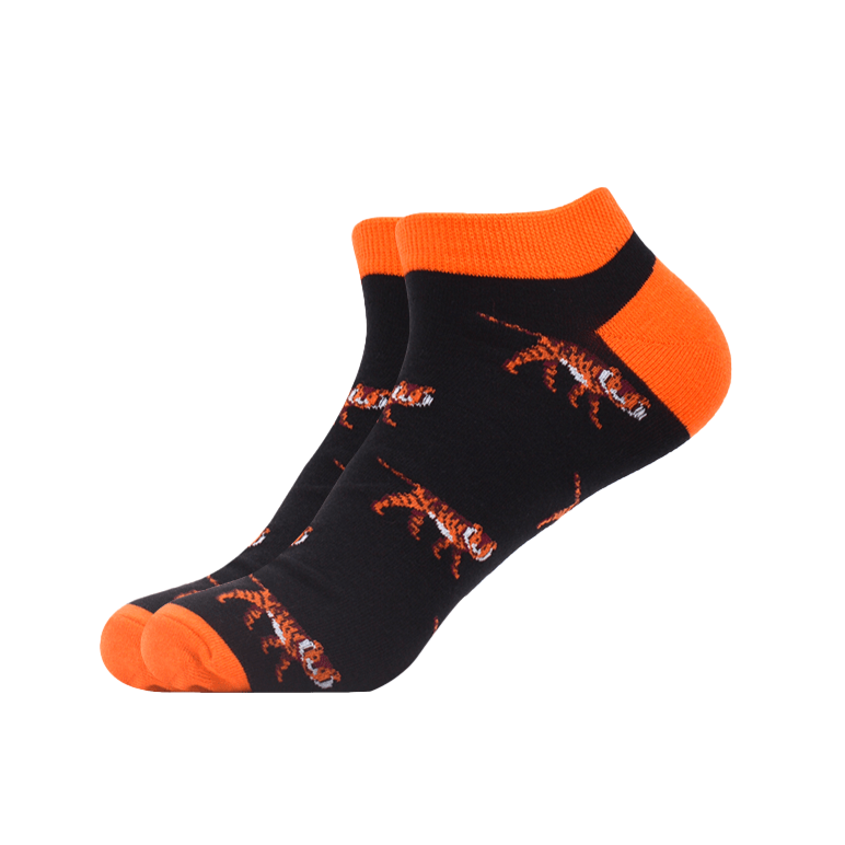 Orange Wandering Tiger Ankle Socks