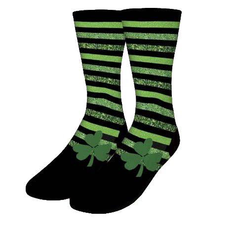 St. Patrick&#39;s Green Stripes &amp; Clovers Socks - Juniors