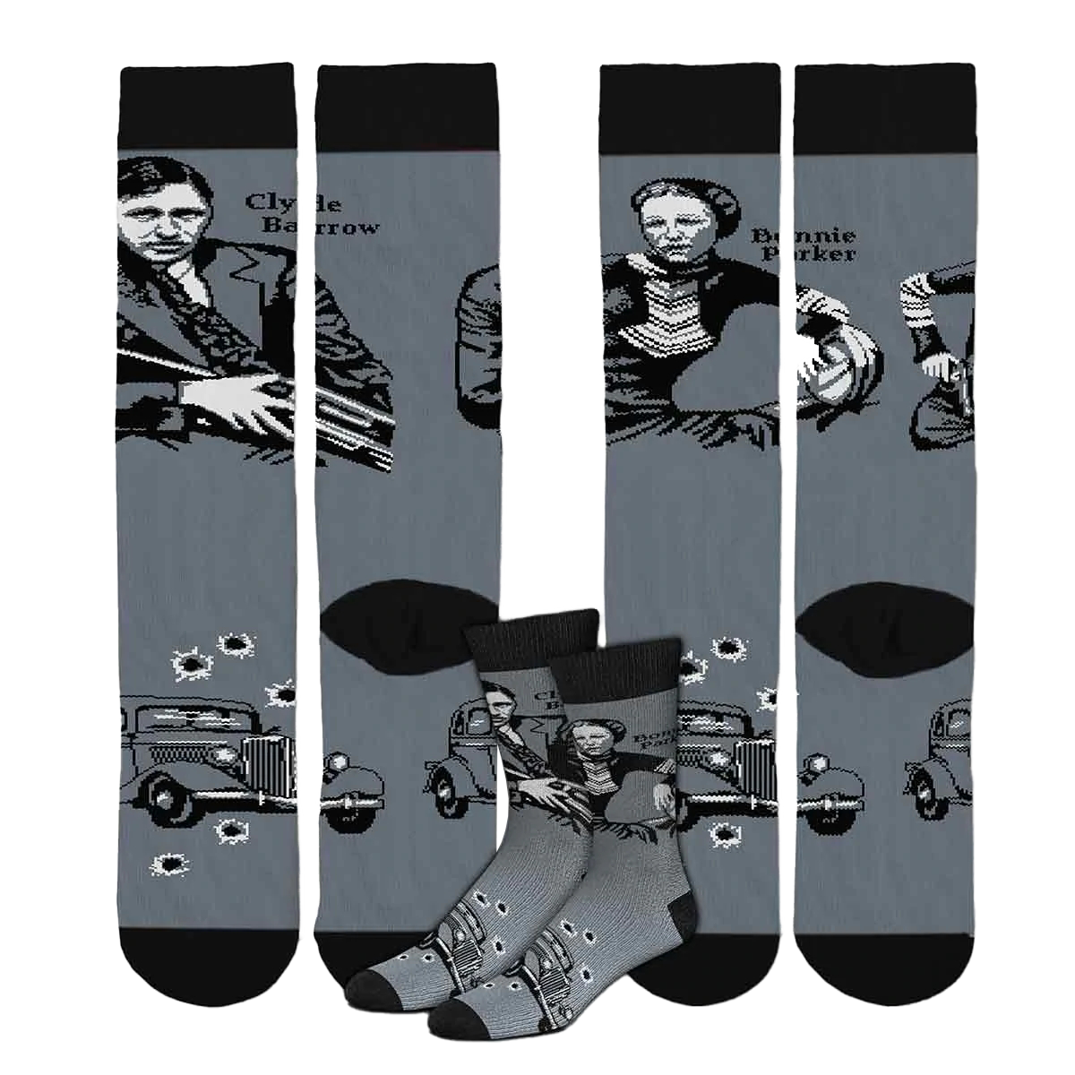 Bonnie And Clyde - Historical Selfie Mismatch Socks