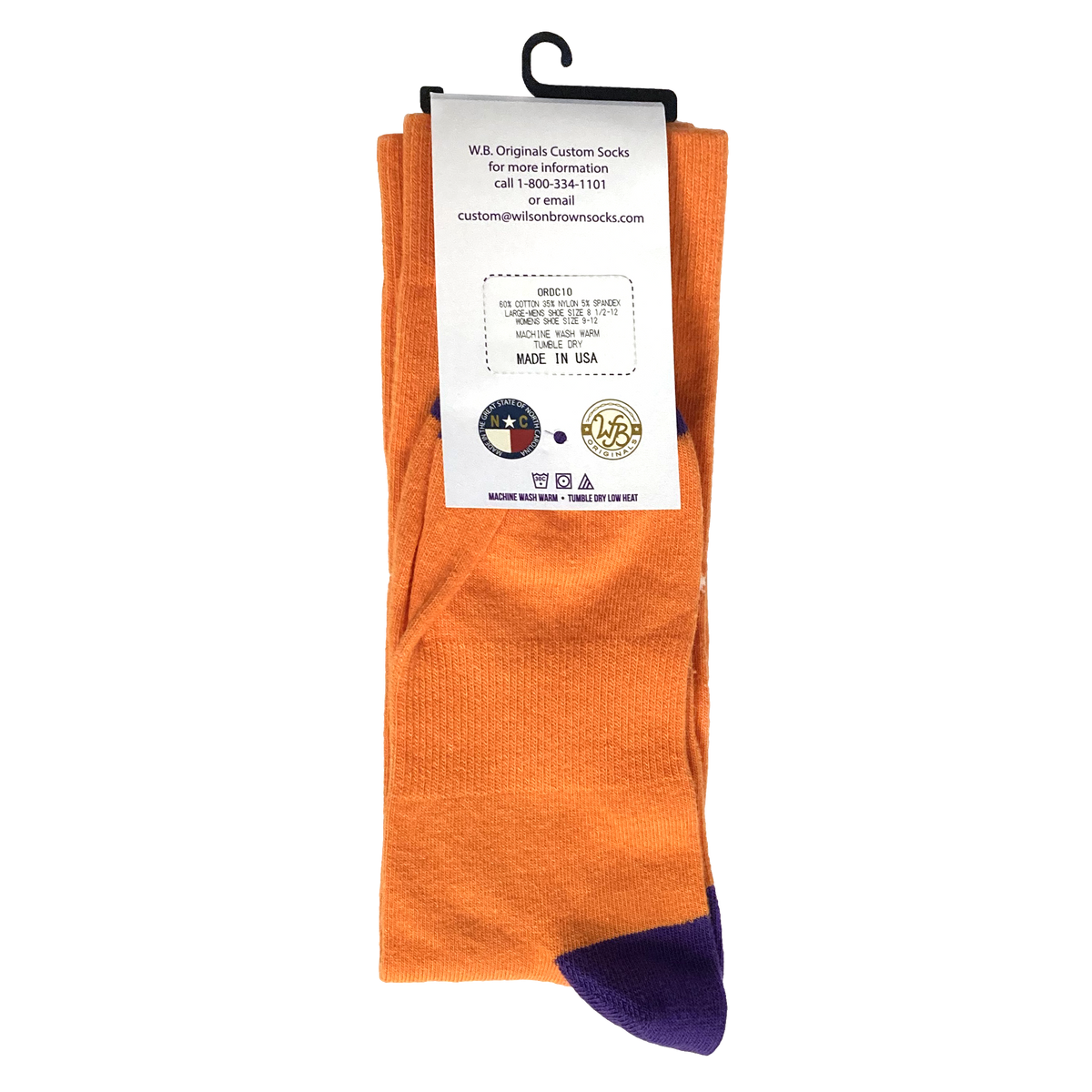 Clemson Orange Socks with White Paw