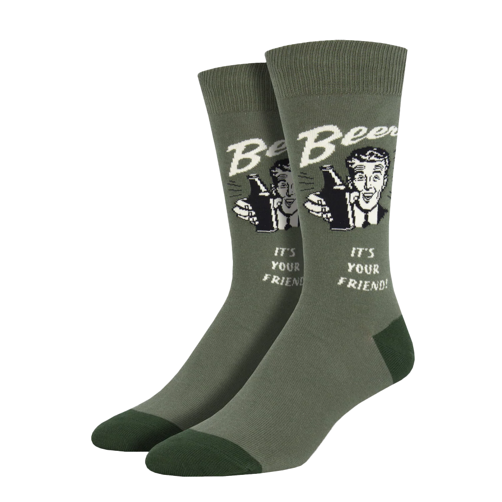Retro Spoof &quot;Have A Beer&quot; Socks - Green