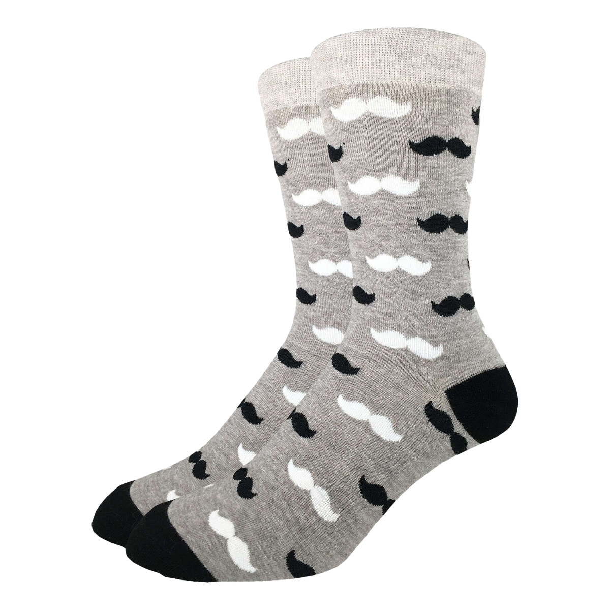 Black &amp; Grey Mustache Socks