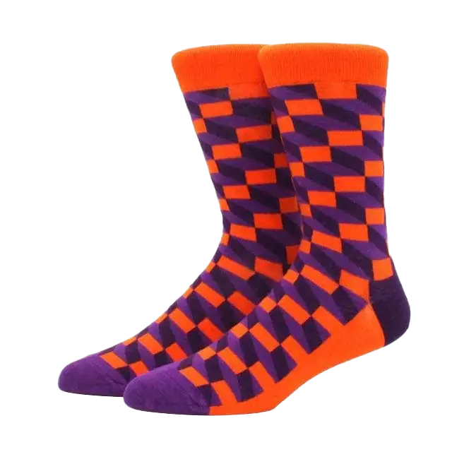 Orange &amp; Purple Checkered Socks