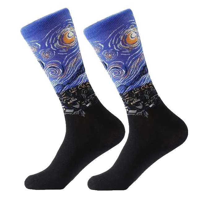 Vincent Van Gogh - Purple Starry Night Socks - Womens