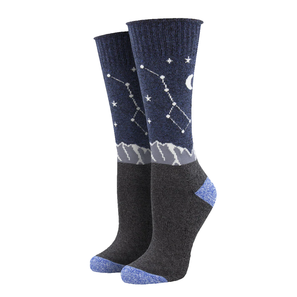 Outlands USA Recycled Cotton - &quot;Shoot For The Stars&quot; Socks - Navy - S/M