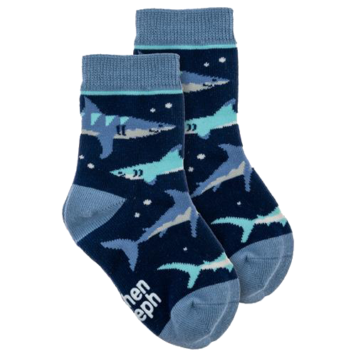Toddler Socks - Navy Shark - Large