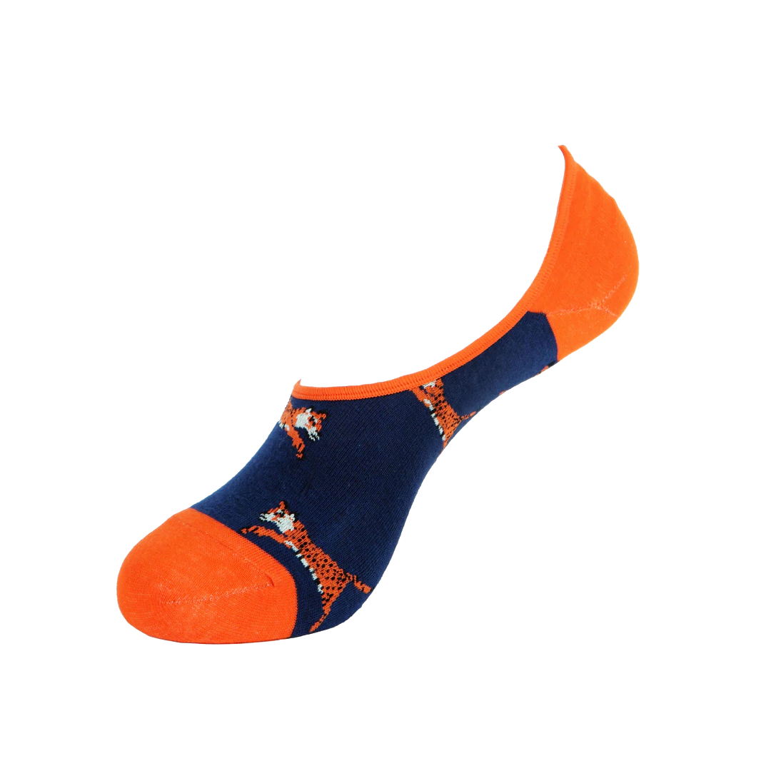 Navy Orange Tigers Socks - No Show