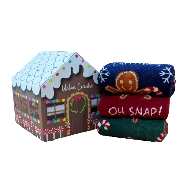 Gingerbread House Socks Gift Set - 3 Pair