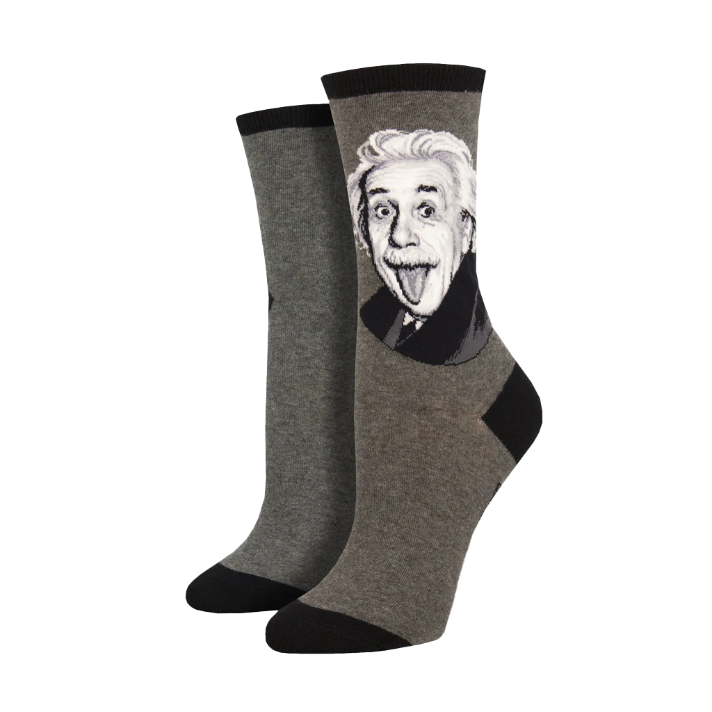 Einstein Portrait Socks - Gray Heather - Womens
