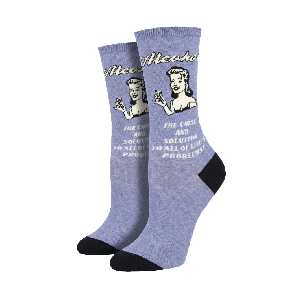 Retro Spoof &quot;Cause And Solution&quot; Socks - Denim Heather - Womens