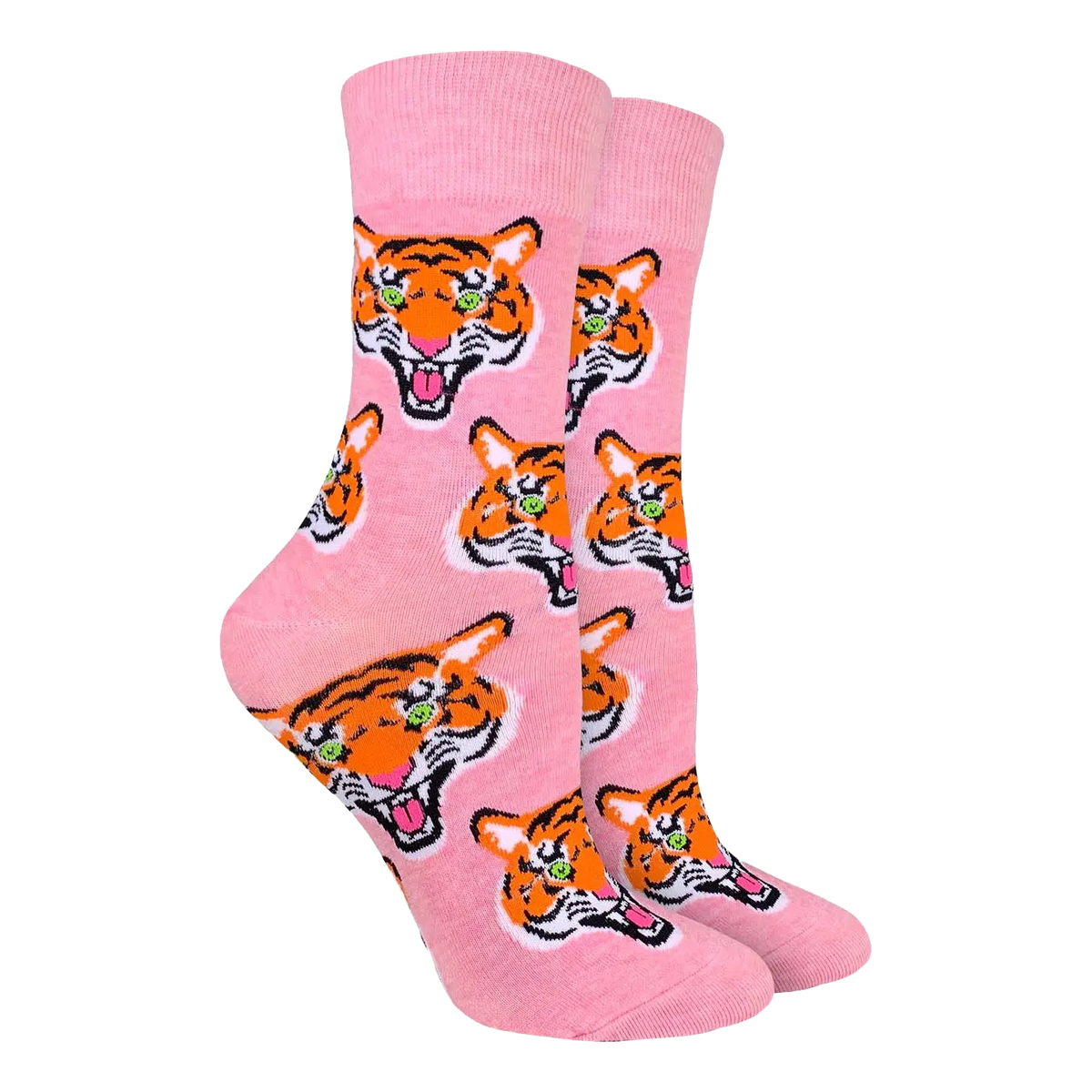 Tiger Head Socks - Pink - Womens